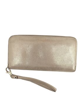 3/$20 Fossil Metalic Gold Zip Around Wristlet Wallet